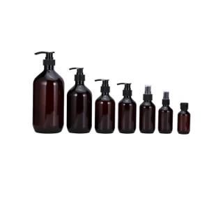 60ml 100ml 200ml 250ml 300ml 500ml 1000ml Boston Round Brown Lotion Pump Shampoo Bottle