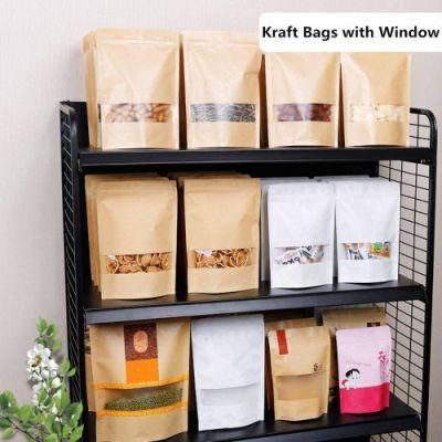 Food Stand up Pouch Packing Bag Kraft Paper Bag with Clear Window