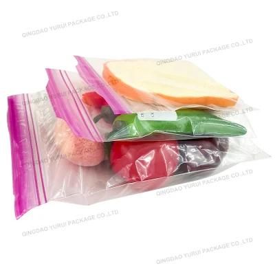 High Quality Factory Oxo Biodegradable Fridge Fruit Vegetable Self Sealing Reusable Double Zipper Food Storage Bag with Easy Open Tab