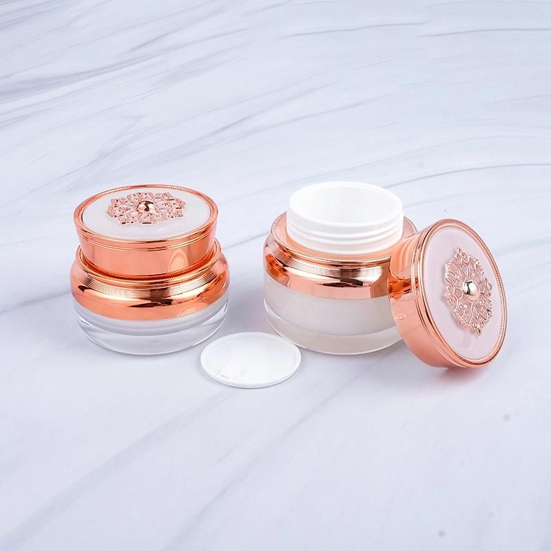 Luxury White Gold 15g 30g 50g 15ml 30ml 50ml 100ml 120ml Acrylic Cream Bottle Jars Cosmetics Packaging Containers