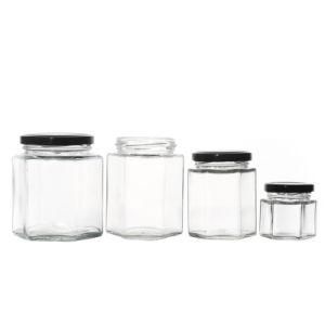 Customized 85ml 100ml 180ml 280ml 380ml 500ml 730ml High Quality Empty Hexagonal Glass Jar for Food Storage