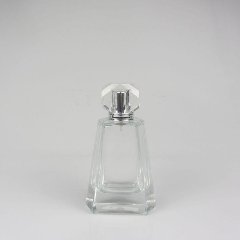 High-End Square Clear Perfume Glass Bottle for Cosmetic