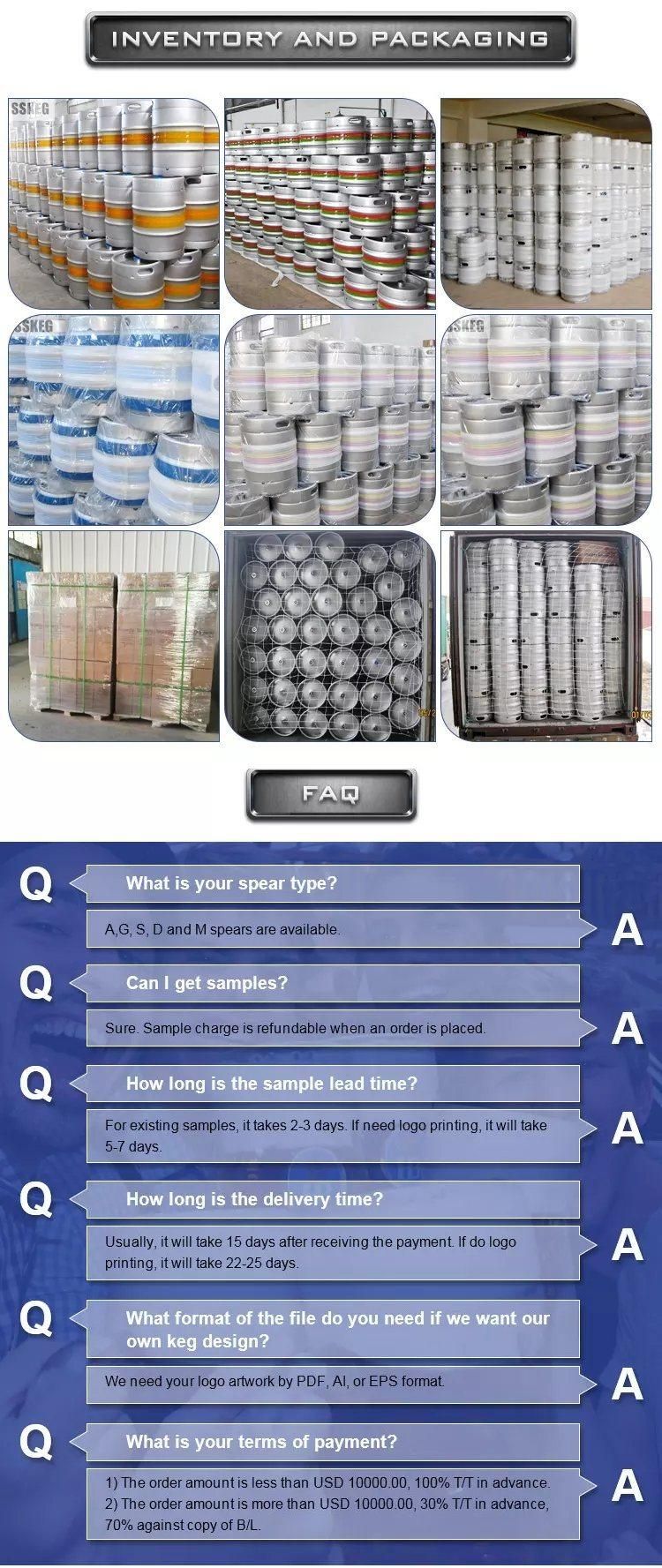 Europe Type 30L 50L 20L Beer Barrels with Coupler