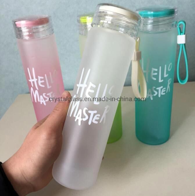 Chameleon Glass Frosted Water Bottle 350ml 400ml 550ml with Plastic Lids for Sports Traveling