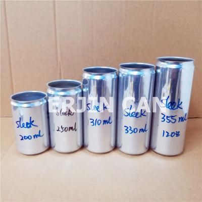 Erjin Aluminum Sleek 310ml 330ml 355ml 12 Oz Can with 202 Sot End