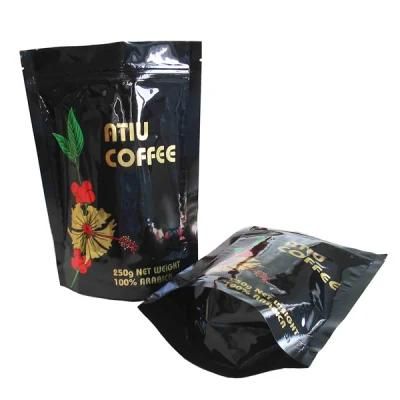 Printed Resealable Zipper Gusset Aluminum Foil Flat Bottom Coffee Bag