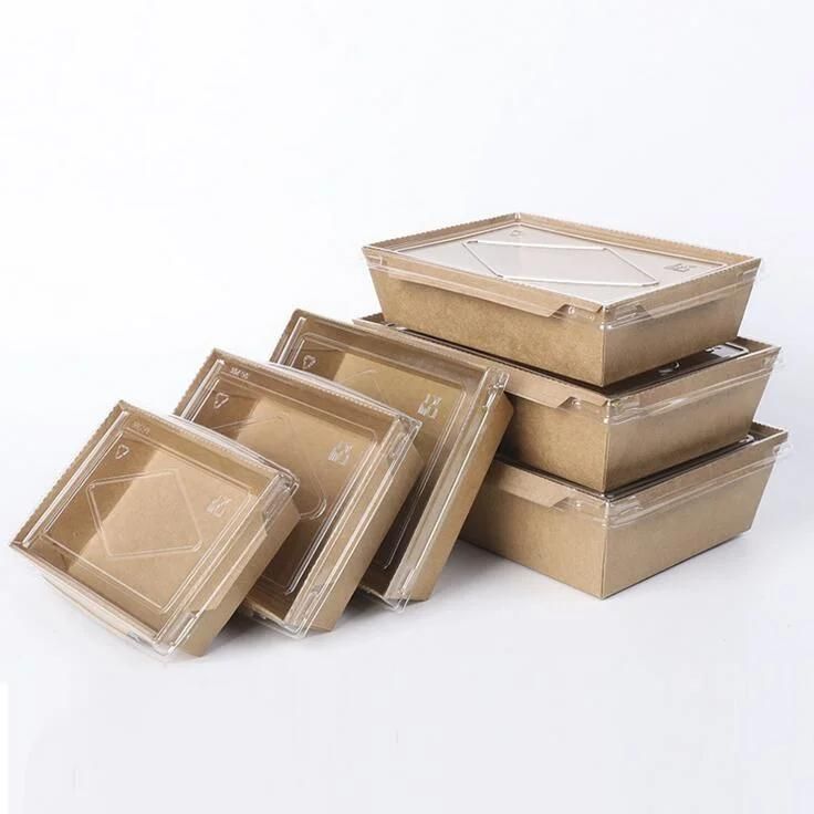 Wholesale White Brown Color Oilproof Salad Box Customized Environmentally Friendly Kraft Pulp Paper Meal Box Pasta Box Rice Meal Container