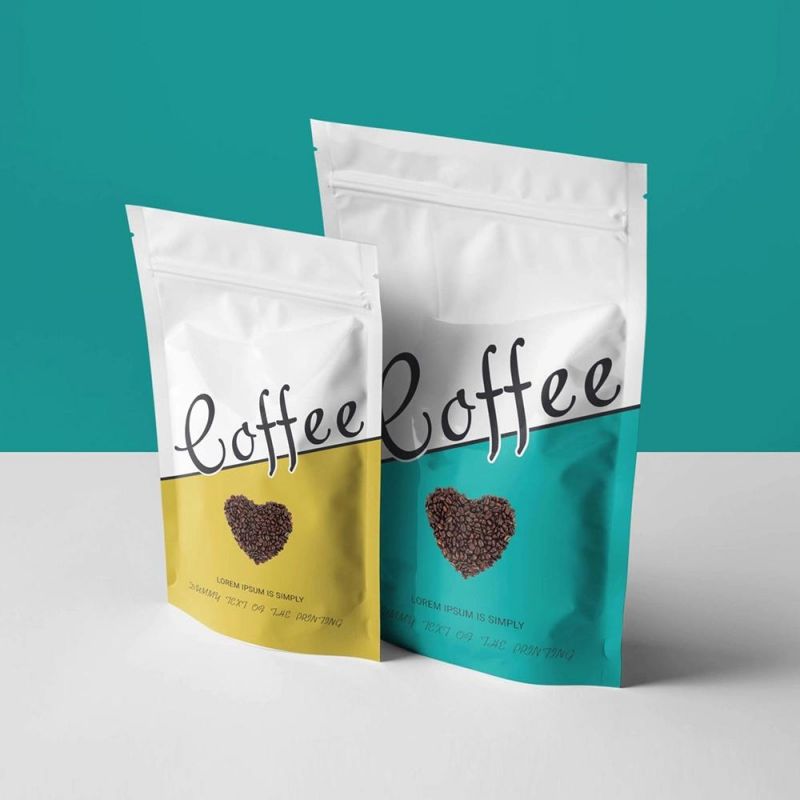 Custom Biodegradable Coffee Stand up Pouch Bag Digital Printing Kraft Paper