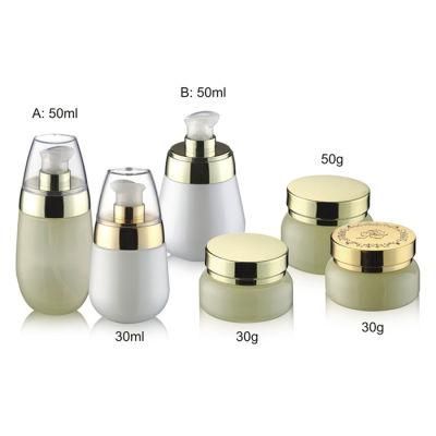 New Design Glass Seal Lotion Pump Bottles with Wood Water Transfer Cap for Cosmetic Skin Care