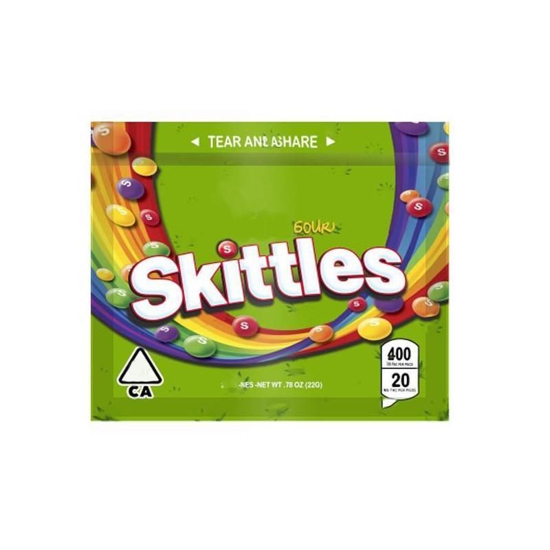 New Skittles Empty 400mg Medicated Sour Rainbow Gummy Candy Zipper Bag
