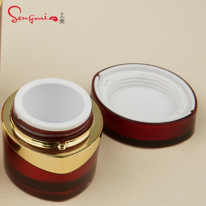 Manufacturer Luxury Cosmetic Container 20g 50g Empty Plastic Red Cream Jar for Skincare Jar Acrylic Cream Jar