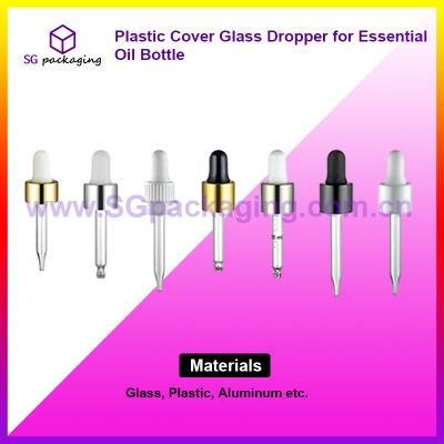 Plastic Cover Glass Dropper for Essential Oil Bottle