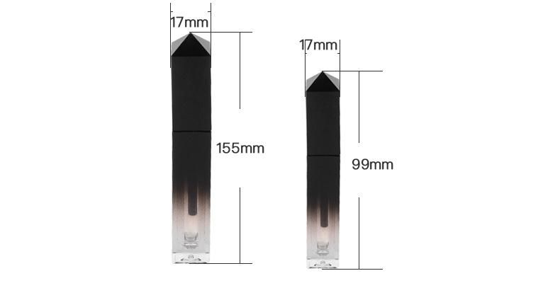 2021 Popular Unique Empty Square Gradient Black Lip Gloss Packaging Lip Gloss Tubes with Wands