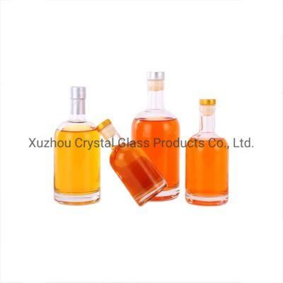 Wholesale Large 1000ml 32oz Round Glass Vodka Bottle with Lids