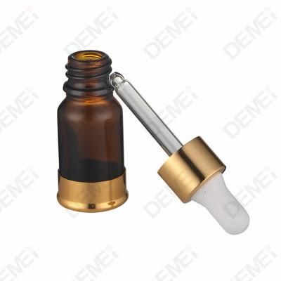 5ml 10ml 15ml 20ml 30ml Cosmetic Packaging Boston Round Shoulder Aluminum Bottom Glass Dropper Bottles with 18mm Ruber Pipette Dropper Cap