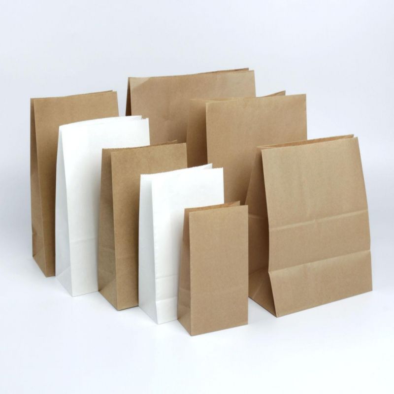 in Stock High Quality Food Grade Packaging Bag Kraft Paper Square Bottom