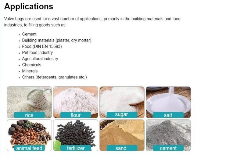 Ad Star 25kg 50kg White PP Woven Valve Bags for Cement Sand