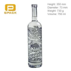 Wholesale Empty Alcohol Liquor Glass Bottle Stopper Cork Clear Blue and White Tequila Gin Rum Bottles