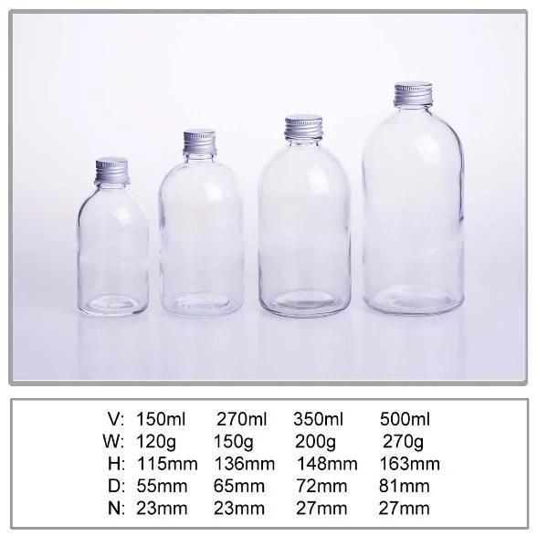 Wholesale Round Empty Glass Bottle Beverage Bottle Boston Style 270/350/500ml