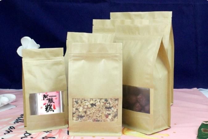 Open Window Gift Bag Eight-Side Kraft Paper Bag Tea Bag Food Sealed Bag Sealed Moisture-proof Bag