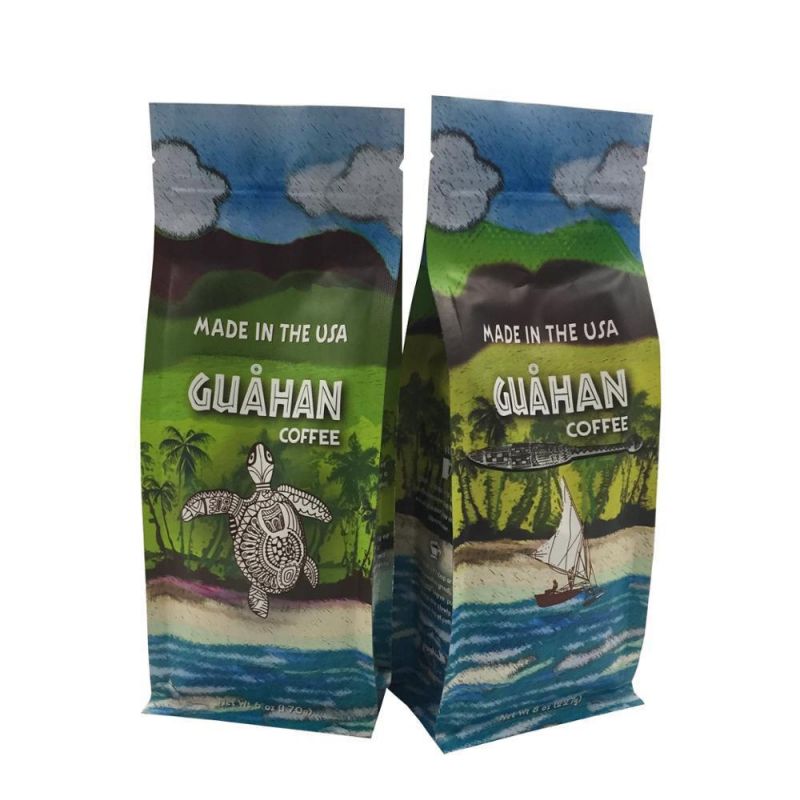 Flat Bottom and Gusset Sides Pouch with Bio Gradable Paper Material Aluminum Foil and Window in The Bag