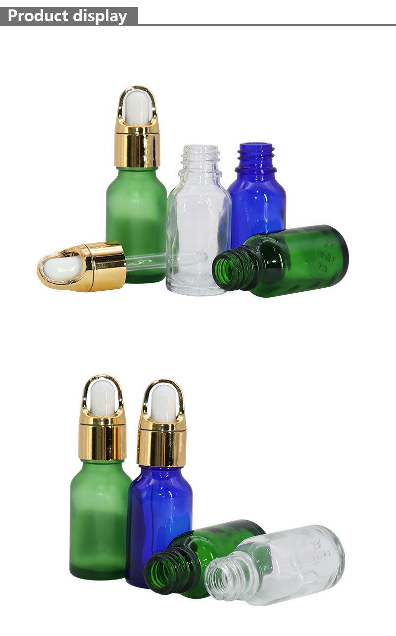 OEM 15ml Green Transparent Blue Glass Bottle with Dropper