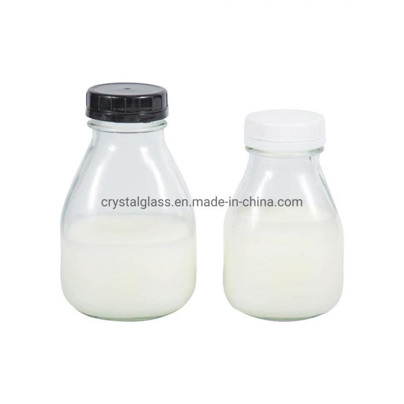 330ml 450ml Popular Juice Milk Bottle Glass Beverage Bottle French Square Bottle with Tamperproof Lid