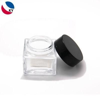 100g Clear Frosted Glass Jar with Black Color Plastic Lid for Body Cream Jar