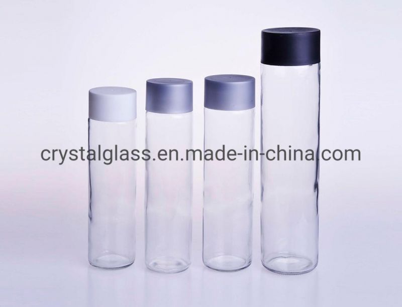 500ml Voss Shaped Round Cylinder Mineral Water Glass Bottle with Screw Plastic Cap 800ml