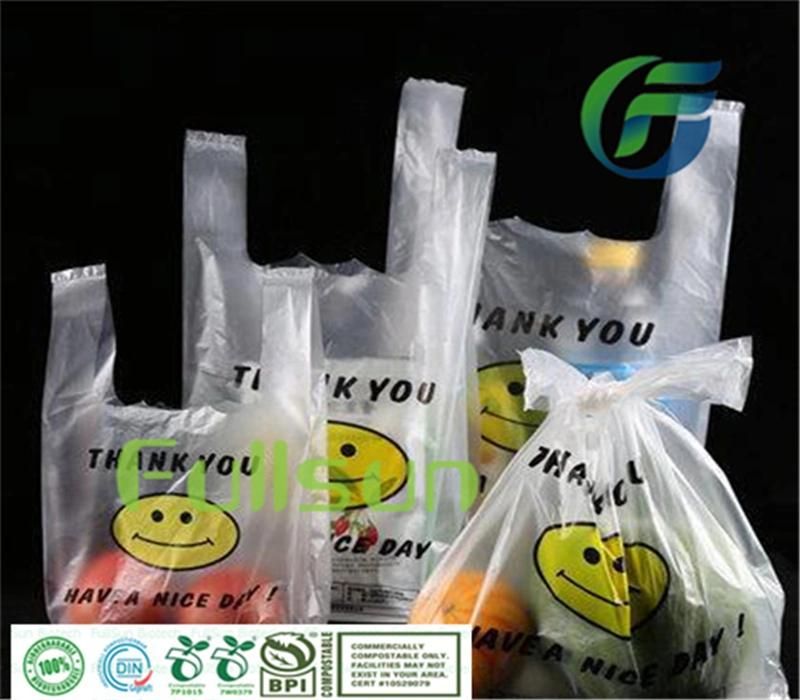 Biodegradable Food Packaging Custom Tote Compostable Supermarket Promotional Plastic Bag