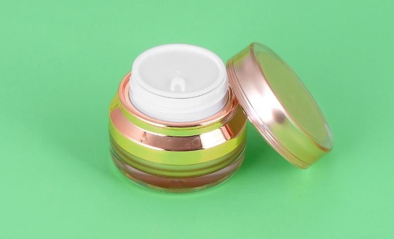 15g Luxury Golden Cosmetic Jar Cream Jar Plastic Jar Acrylic Jar with Hand Pull Gasket