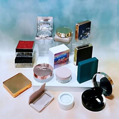 T249 Empty New Design Square Plastic Compact Powder Case with Mirror Cosmetic Container for Pressed Powder