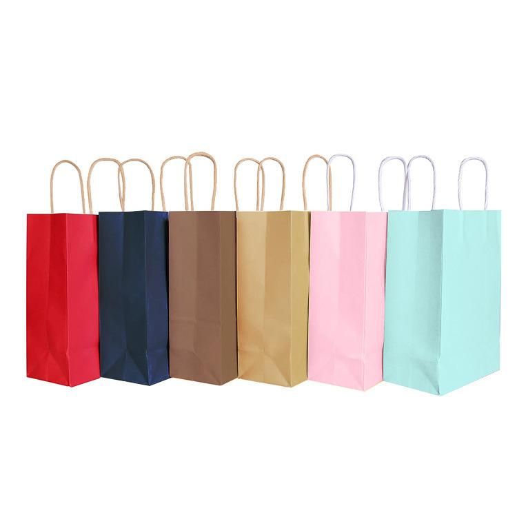 Reused Recyclable Brown Rope Handle Bags Square Bottom Kraft Paper Bag Food Carry Handbag