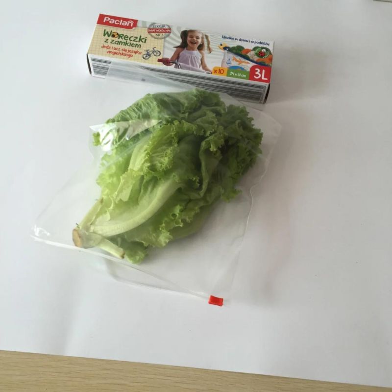 Food Grade Resealable Clear Fresh Keeping LDPE Plastic Zip Slider Bags for Vegetables