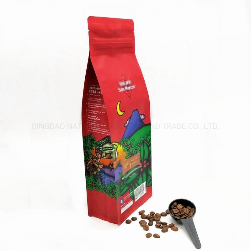 Eco Friendly Quad Seal Flat Bottom Zipper 400g Coffee Bag