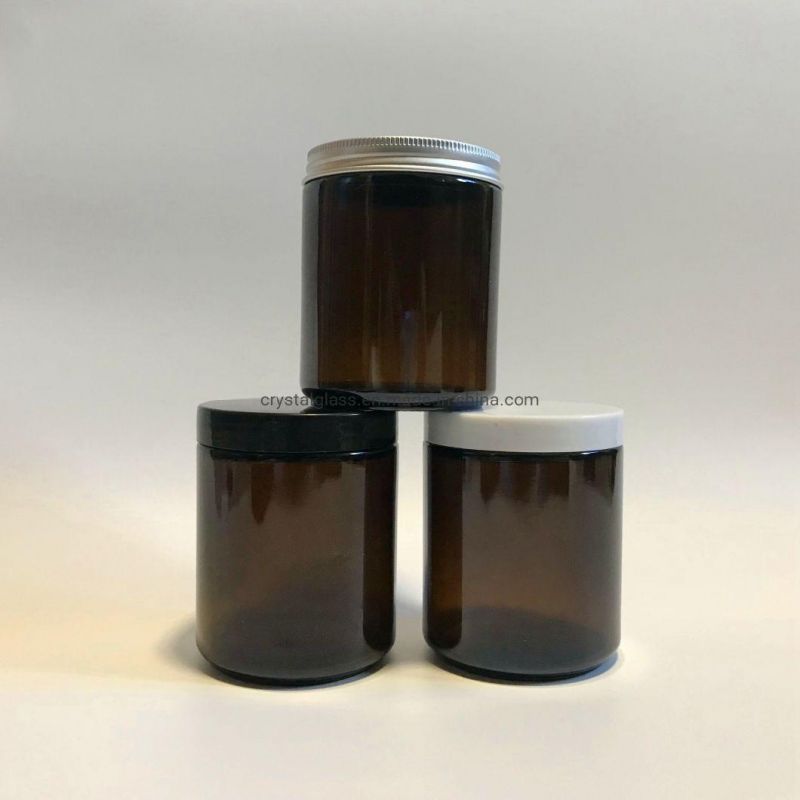 120ml Amber Color Glass Candle Jar with Metal Lid 4oz