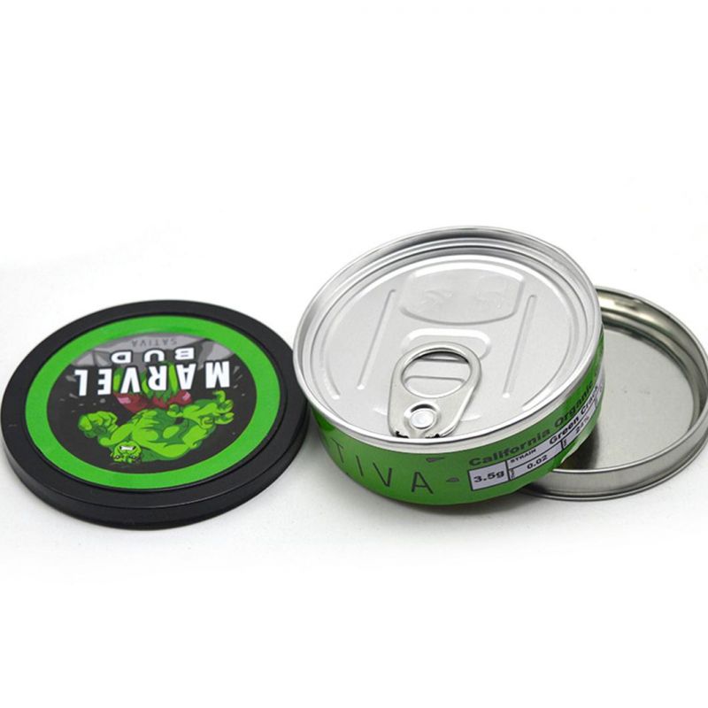 Wholesale 25 Flavors Pressitin Tin Cans 3.5g Weed Packaging Tin Can with Sticker