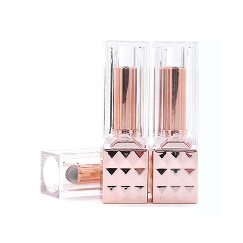 4.3G in Stock Ready to Ship Elegant Square Gradient Pink Rose Gold Lipstick Tube Empty Lip Stick Tubes Empty Lip Stick Tube