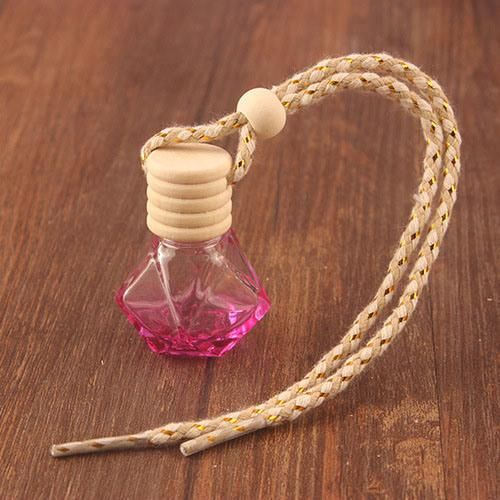 Car Diffuser Hanging Bottles Wooden Cover Glass Perfume Bottle Car Air Fresheners Car Aroma Diffuser Empty Bottle 8ml