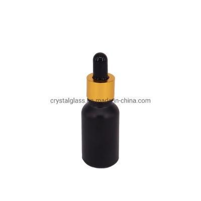 10ml 15ml 30ml Matte Black Essential Oil New Reagent Pipette Refillable Bottle with Golden Lid