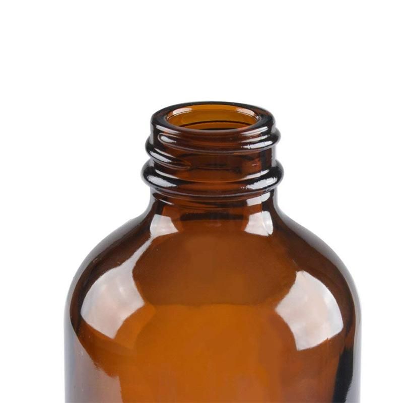 16oz Amber Round Glass Shampoo Bottle with Punp Cap