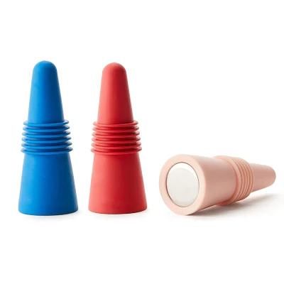 Wholesale Colorful Reusable Bottle Stopper for Any Types Wine Beverage with Colorful Silicone Stainless Steel for Sale