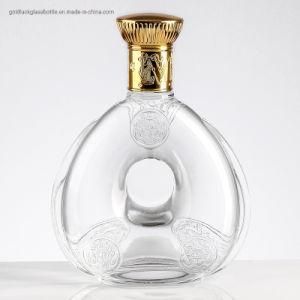 Customized 500ml Round Embossing Color Spraying Decal Hot Stamping Glass Spirit Rum Liquor Wine Gin Vodka Whisky Brandy Bottle with Caps