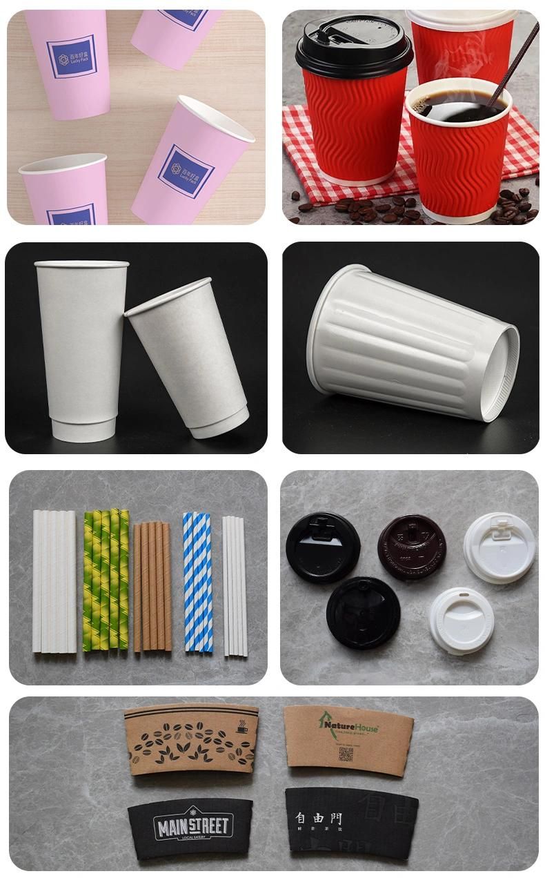 Disposable Printed Packaging Hot Coffee Paper Cup with Lid