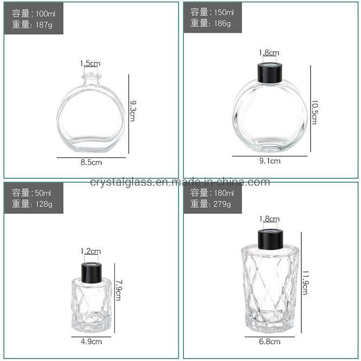 120ml Square Aroma Decorative Clear Glass Reed Diffuser Bottle