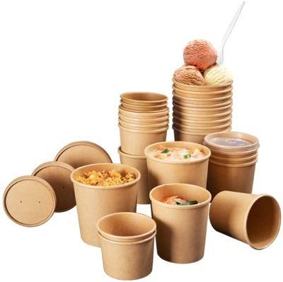 Disposable Biodegradable Kraft Food Takeout Package Soup Paper Cups