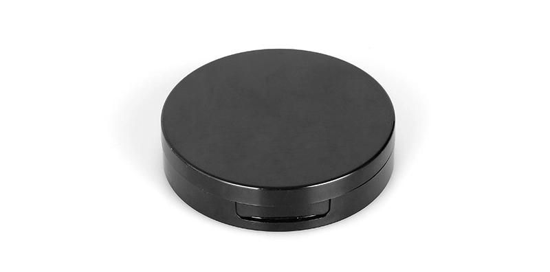 Round Black Plastic Empty Pressed Powder Compact Packaging for Pressed Powder with Mirror