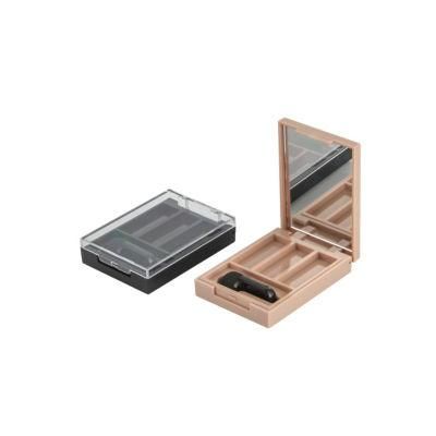 3 Colors Empty Custom Square Plastic Eyeshadow Case with Brush Space Factory Wholesale Eyeshadow Palette with Mirror