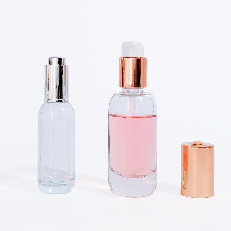 Custom Facial Essential Oil Cosmetic Skincare Serum Glass Gold Sliver Push Button Dropper Bottle