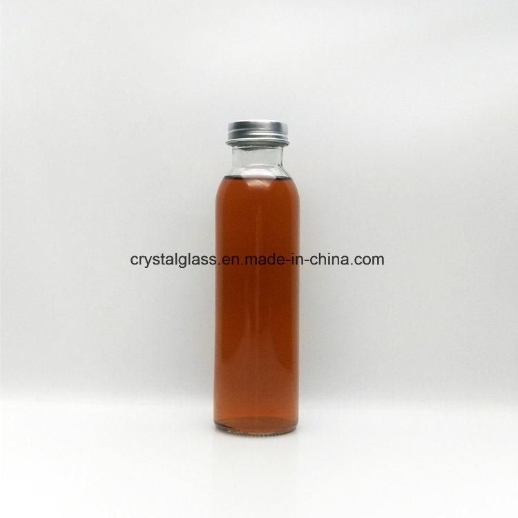 300ml 500ml Tall Juice Glass Beverage Bottle Wholesale with Metal Lid